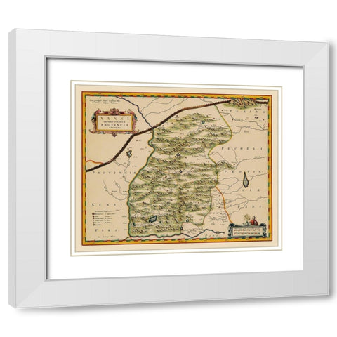 Shanxi Province China - Blaeu 1655 White Modern Wood Framed Art Print with Double Matting by Blaeu