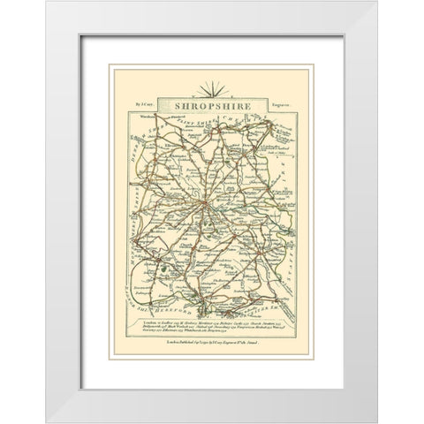 Shropshire County England - Cary 1792 White Modern Wood Framed Art Print with Double Matting by Cary