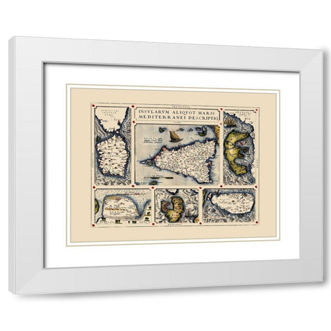 Mediterranean - Ortelius 1587 White Modern Wood Framed Art Print with Double Matting by Ortelius