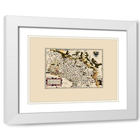 Eastern Europe Poland Germany Czech Republic White Modern Wood Framed Art Print with Double Matting by Ortelius