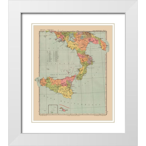 Europe Sicily Italy - Streit 1913 White Modern Wood Framed Art Print with Double Matting by Streit