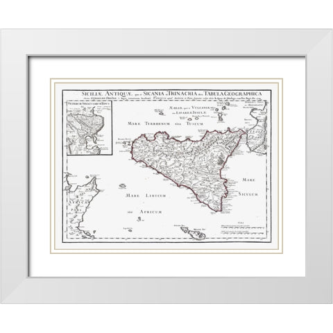 Europe Ancient Sicily Italy - De Lisle 1731 White Modern Wood Framed Art Print with Double Matting by De L''isle
