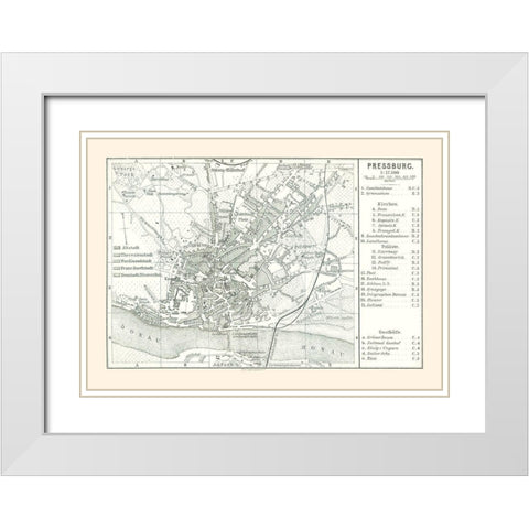 Bratislava Slovakia Europe - Baedeker 1896 White Modern Wood Framed Art Print with Double Matting by Baedeker