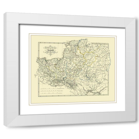 Europe Slavic People Empire 1125 - Spruner 1854 White Modern Wood Framed Art Print with Double Matting by Spruner