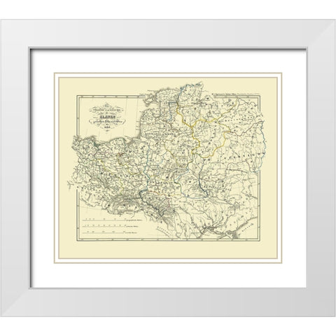 Europe Slavic People Empire 1125 - Spruner 1854 White Modern Wood Framed Art Print with Double Matting by Spruner