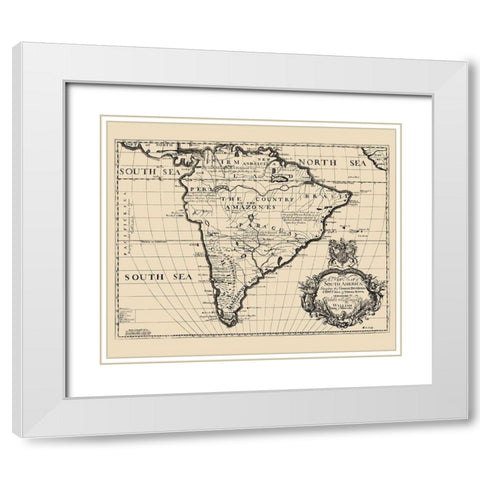 South America - Wells 1700 White Modern Wood Framed Art Print with Double Matting by Wells