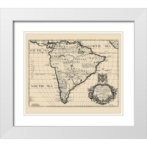 South America - Wells 1700 White Modern Wood Framed Art Print with Double Matting by Wells