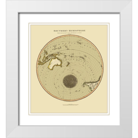 Southern Hemisphere - Thomson 1816 White Modern Wood Framed Art Print with Double Matting by Thomson
