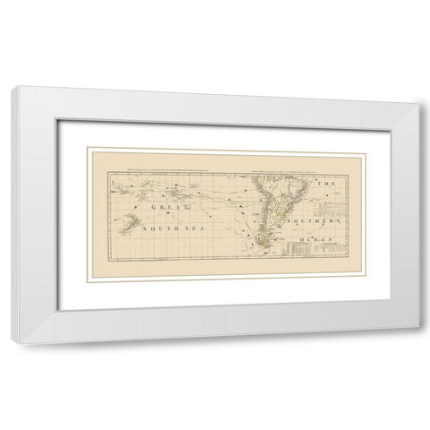 South Pacific Ocean South America - Sayer 1776 White Modern Wood Framed Art Print with Double Matting by Sayer