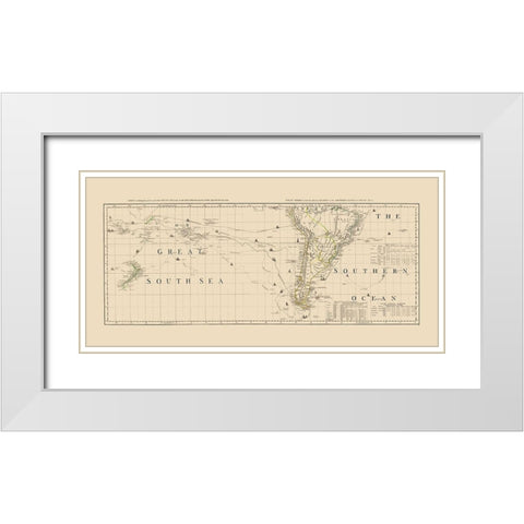 South Pacific Ocean South America - Sayer 1776 White Modern Wood Framed Art Print with Double Matting by Sayer