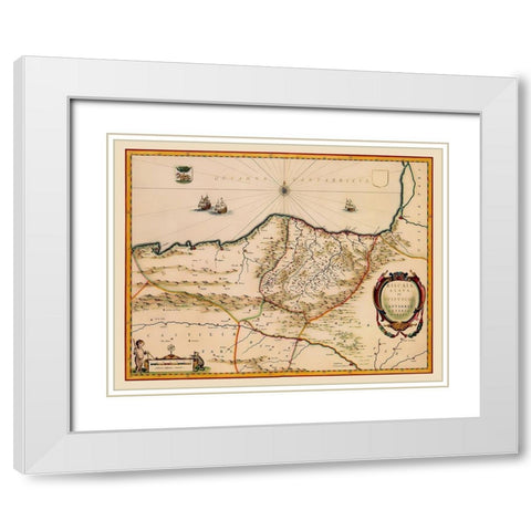 Europe Spain France Coast - Blaeu 1662 White Modern Wood Framed Art Print with Double Matting by Blaeu