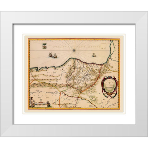 Europe Spain France Coast - Blaeu 1662 White Modern Wood Framed Art Print with Double Matting by Blaeu