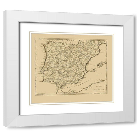 Spain Portugal - Thomas 1812 White Modern Wood Framed Art Print with Double Matting by Thomas