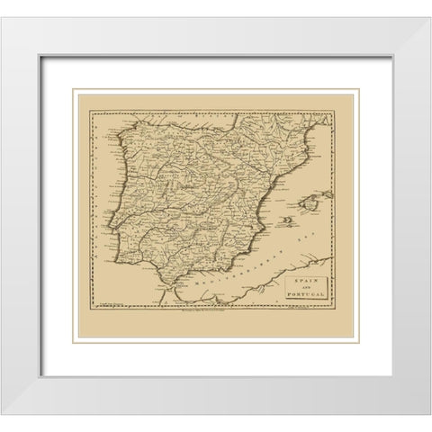 Spain Portugal - Thomas 1812 White Modern Wood Framed Art Print with Double Matting by Thomas