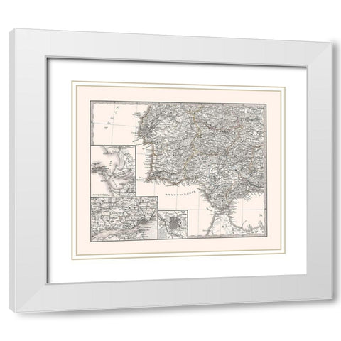 Southwest Spain Portugal - Perthes 1865 White Modern Wood Framed Art Print with Double Matting by Perthes