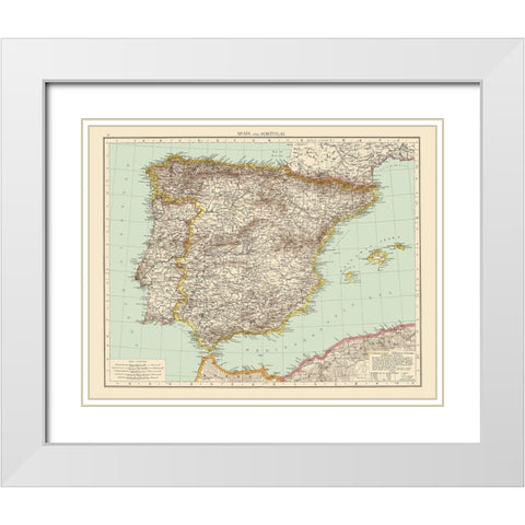 Spain Portugal - Andree 1895 White Modern Wood Framed Art Print with Double Matting by Andree