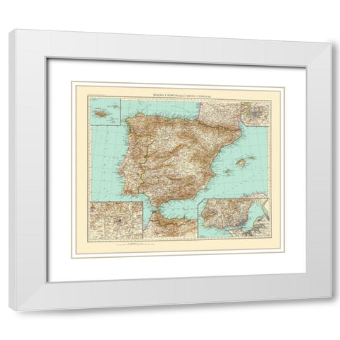 Spain Portugal - Touring Club Italiano 1929 White Modern Wood Framed Art Print with Double Matting by Touring Club Italiano