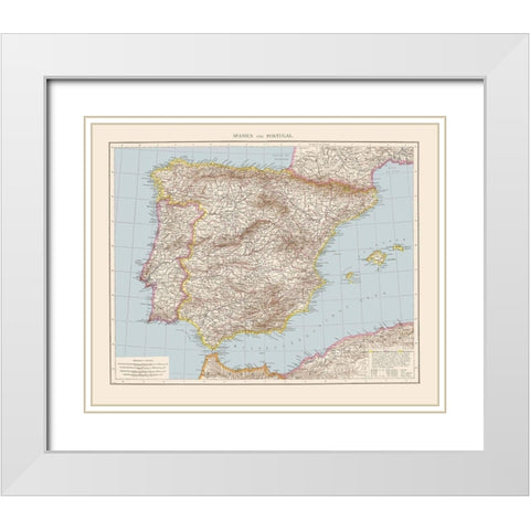 Spain Portugal - Andree 1893 White Modern Wood Framed Art Print with Double Matting by Andree