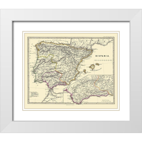 Hispania Iberian Peninsula - Perthes 1865 White Modern Wood Framed Art Print with Double Matting by Perthes