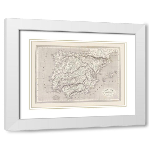 Spain Portugal - Monin 1837 White Modern Wood Framed Art Print with Double Matting by Monin