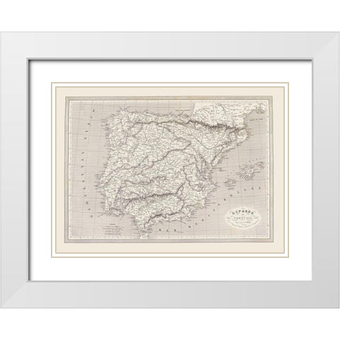 Spain Portugal - Monin 1837 White Modern Wood Framed Art Print with Double Matting by Monin