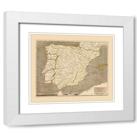 Spain Portugal - Thomas 1812 White Modern Wood Framed Art Print with Double Matting by Thomas