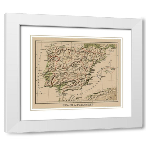 Spain Portugal - Sonnenschein 1880 White Modern Wood Framed Art Print with Double Matting by Sonnenschein