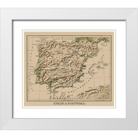 Spain Portugal - Sonnenschein 1880 White Modern Wood Framed Art Print with Double Matting by Sonnenschein