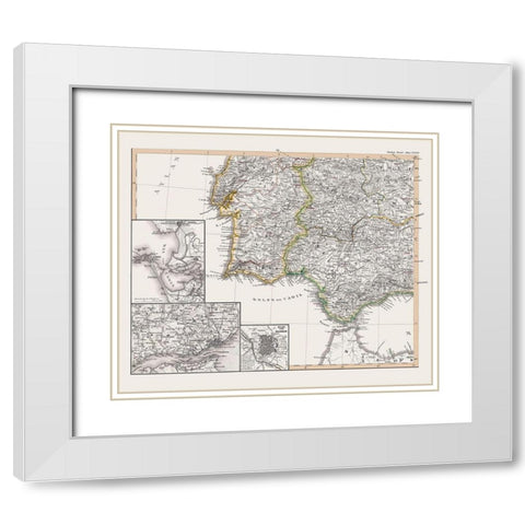 Southwest Spain Portugal - Perthes 1850 White Modern Wood Framed Art Print with Double Matting by Perthes