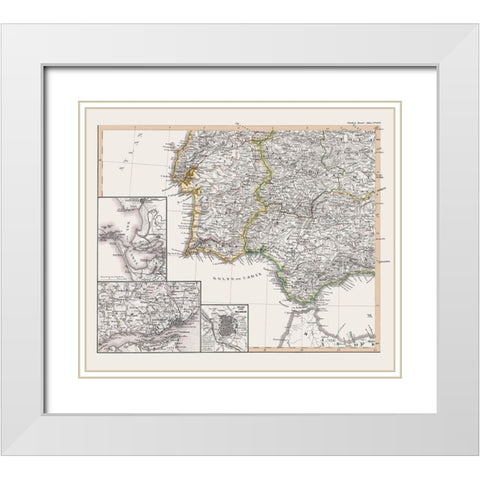 Southwest Spain Portugal - Perthes 1850 White Modern Wood Framed Art Print with Double Matting by Perthes