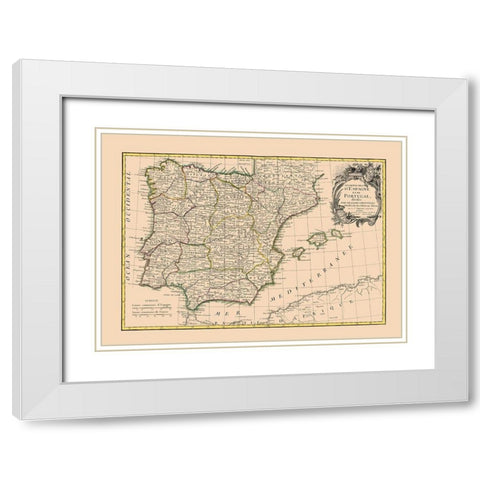 Spain Portugal - Lattre 1760 White Modern Wood Framed Art Print with Double Matting by Lattre