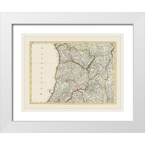 Spain Portugal - Lattre 1780 White Modern Wood Framed Art Print with Double Matting by Lattre
