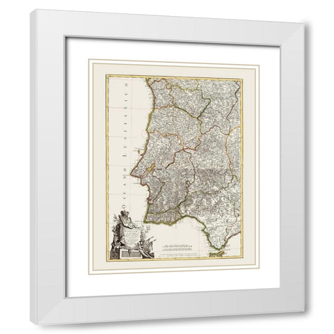 Spain Portugal - Lattre 1780 White Modern Wood Framed Art Print with Double Matting by Lattre
