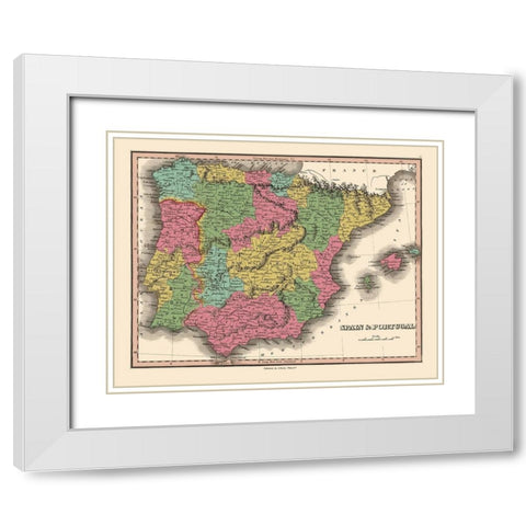 Spain Portugal - Finley 1832 White Modern Wood Framed Art Print with Double Matting by Finley