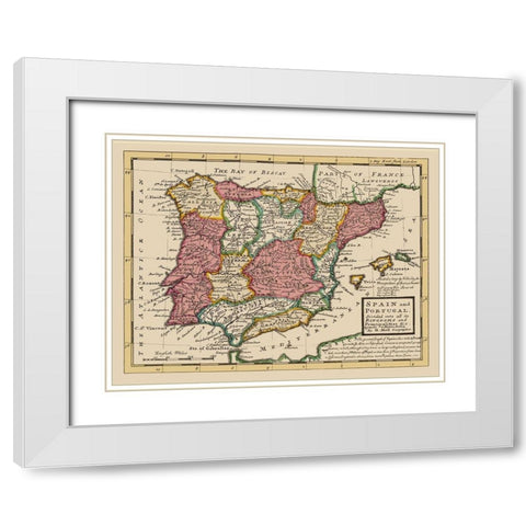 Spain Portugal - Moll 1736 White Modern Wood Framed Art Print with Double Matting by Moll