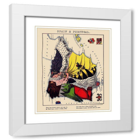 Spain Portugal - Lancaster 1869 White Modern Wood Framed Art Print with Double Matting by Lancaster