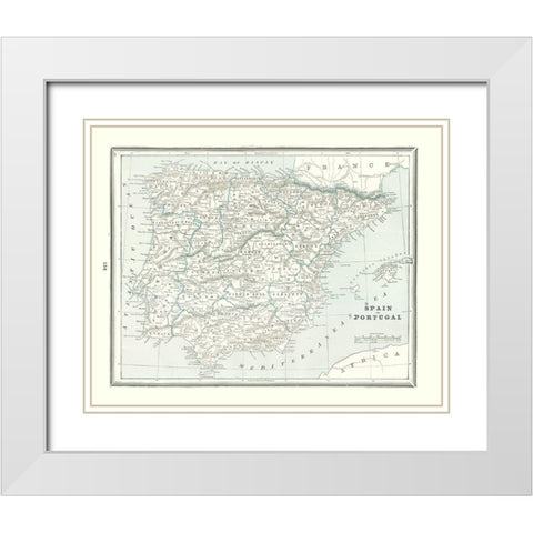 Spain Portugal - Rathbun 1893 White Modern Wood Framed Art Print with Double Matting by Rathbun