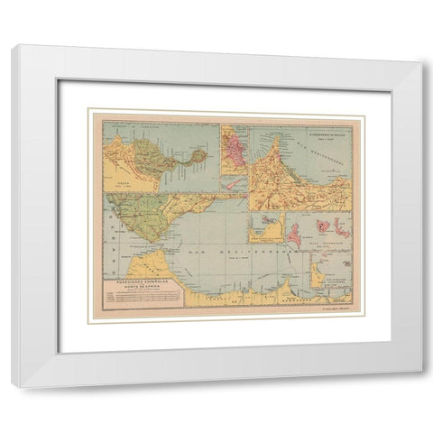 Spanish Possessions in North Africa - Martin 1903 White Modern Wood Framed Art Print with Double Matting by Martin