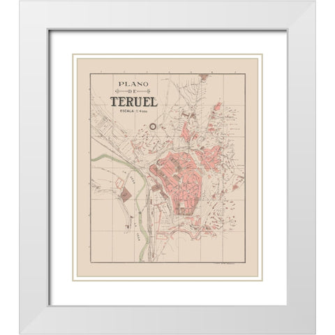 Teruel Spain Europe - Martin 1911 White Modern Wood Framed Art Print with Double Matting by Martin