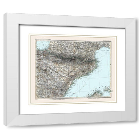 Northeastern Spain - Stieler 1885 White Modern Wood Framed Art Print with Double Matting by Stieler