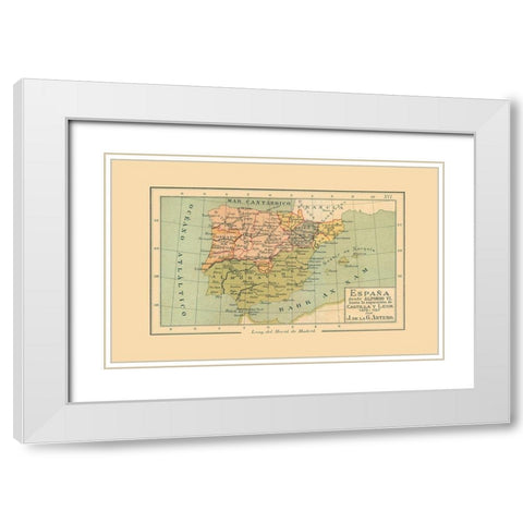 Spain 1072 AD to 1157 AD - Artero 1879 White Modern Wood Framed Art Print with Double Matting by Artero