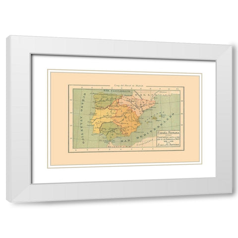 Spain 332 AD to 409 AD - Artero 1879 White Modern Wood Framed Art Print with Double Matting by Artero