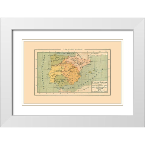 Spain 332 AD to 409 AD - Artero 1879 White Modern Wood Framed Art Print with Double Matting by Artero