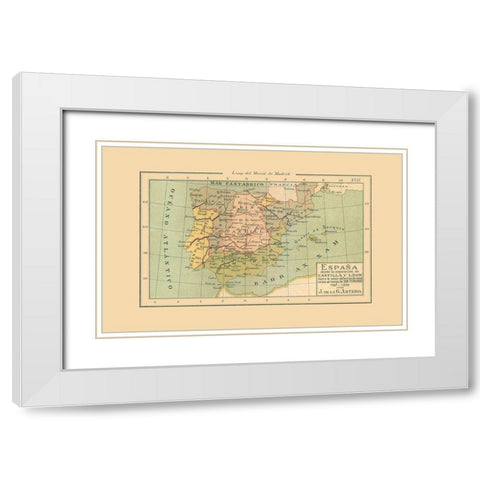 Spain 1157 AD to 1230 AD - Artero 1879 White Modern Wood Framed Art Print with Double Matting by Artero