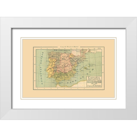 Spain 1157 AD to 1230 AD - Artero 1879 White Modern Wood Framed Art Print with Double Matting by Artero