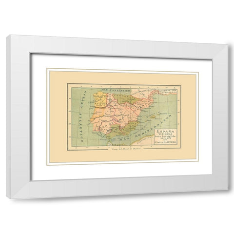 Spain 507 AD to 572 AD - Artero 1879 White Modern Wood Framed Art Print with Double Matting by Artero
