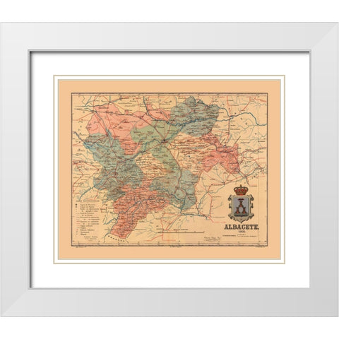 Albacete Spain 1902 - Martine 1904 White Modern Wood Framed Art Print with Double Matting by Martine