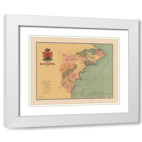 Alicante Spain 1900 - Martine 1904 White Modern Wood Framed Art Print with Double Matting by Martine