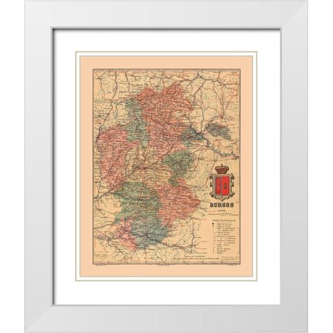 Burgos Spain 1902 - Martine 1904 White Modern Wood Framed Art Print with Double Matting by Martine