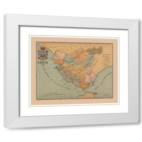 Cadiz Spain 1900 - Martine 1904 White Modern Wood Framed Art Print with Double Matting by Martine